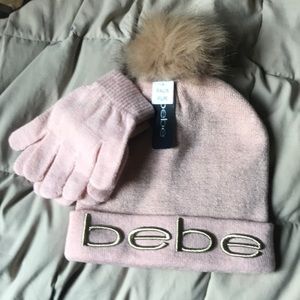 BEBE PINK GOLD BEANIE SET